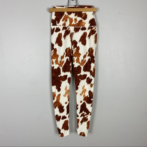 NEW WEWOREWHAT REVOLVE BROWN PRINTED HIGH-WAIST LEGGINGS - Picture 2 of 9